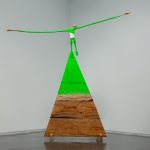 ABE Nyubo阿部乳坊_Chroma Key Sculpture -How to Fly Higher than Mountain_Wood, Acrylic color, Stone, Oil wax 樟木、壓克力顏料、石、蠟油_H197xW212xD70cm_2021_雲清藝術ElsaGallery