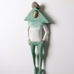 Mountain and ▲ - Antigravity 2019 Wood, Stone, Acrylic paint, Oil h50, w18, d8 cm