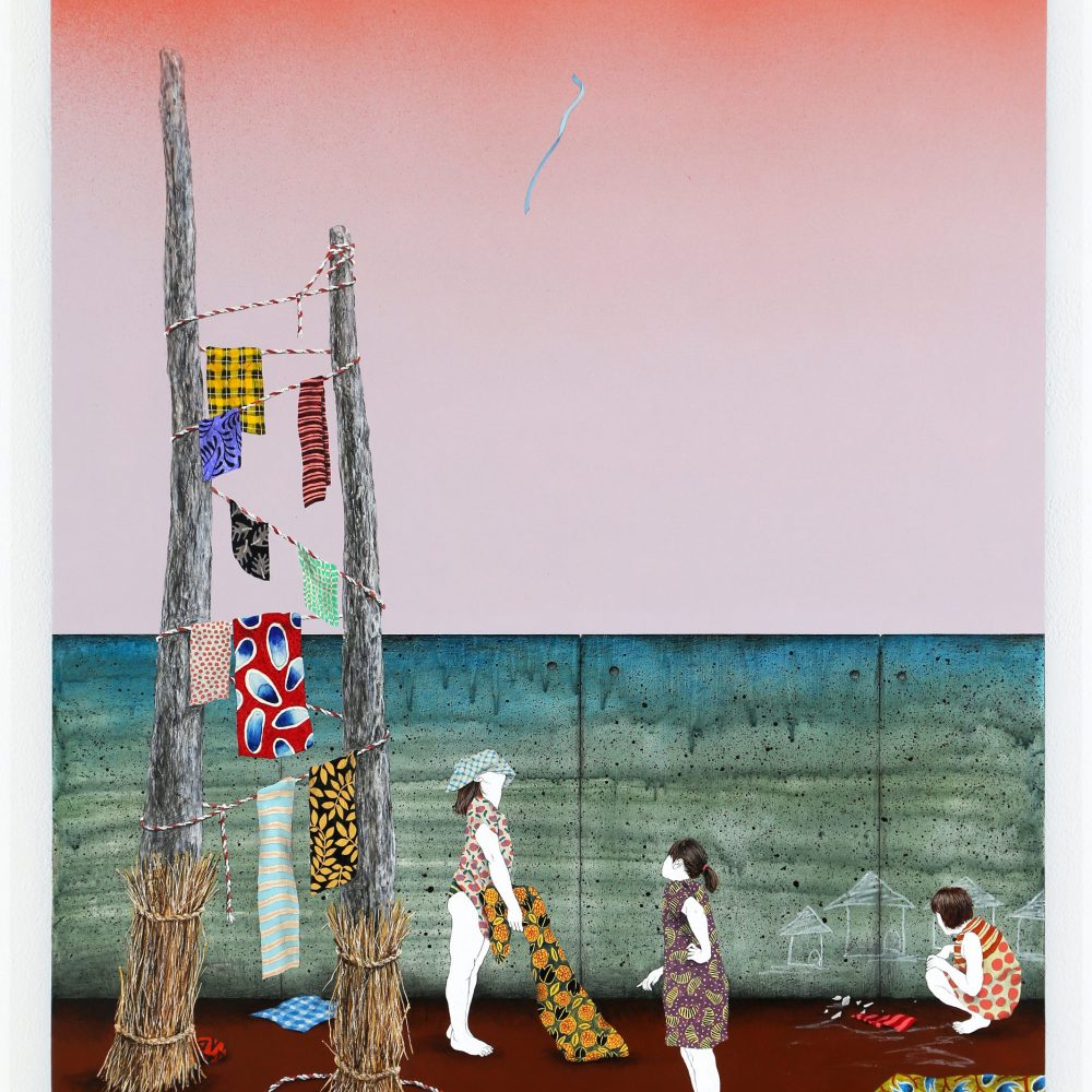 How I Underestimate Myself, 2022, Acrylic, oil, colored pencil on hemp cloth and panel, 65.3 × 53.3 cm (1)